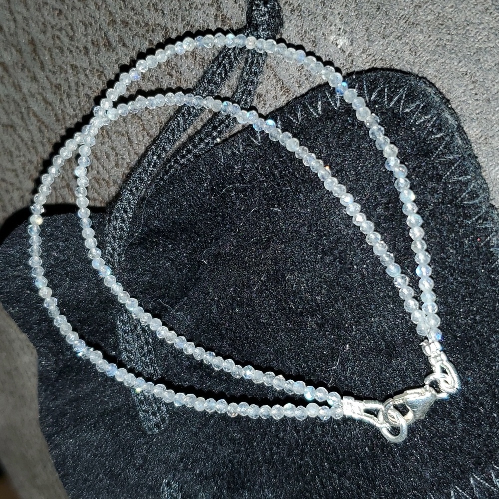 Labradorite 2mm beaded sterling silver bracelet